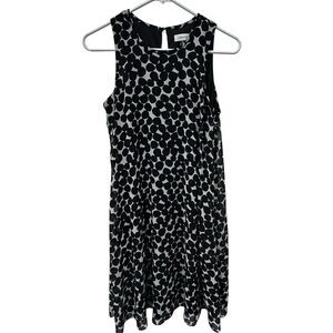 Calvin Klein Women’s Sleeveless Swing Wear to Work Dress Black-White Size 4